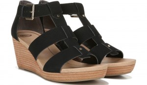 Dr Scholl's Women's Barton Wedge Sandal Black Snake Heels 694-4987