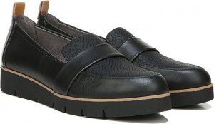 Dr Scholl's Women's Webster Loafer Black Snake Flat Shoes 535-9905