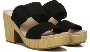Dr Scholl's Women's Bayside Block Heel Slide Sandal Black Sandals 136-1691