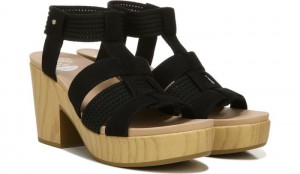 Dr Scholl's Women's Blossom Block Heel Sandal Black Sandals 716-7311