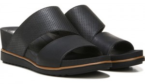 Dr Scholl's Women's Goldie Wedge Slide Sandal Black Heels 179-3006