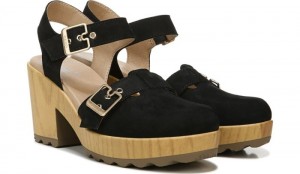 Dr Scholl's Women's Wild Times Block Heel Clog Black Sandals 320-6060