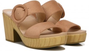 Dr Scholl's Women's Bayside Block Heel Slide Sandal Brown Sandals 343-0923