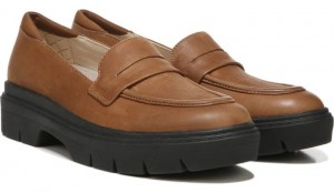 Dr Scholl's Women's Classy Platform Loafer Copper Brown Flat Shoes 378-5980