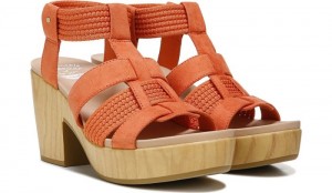 Dr Scholl's Women's Blossom Block Heel Sandal Coral Gold Sandals 506-4778