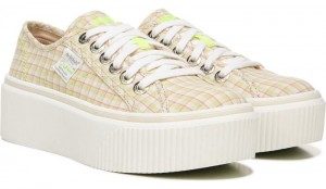Dr Scholl's Women's Funday Platform Sneaker Orange Light Green Sneakers 419-6156