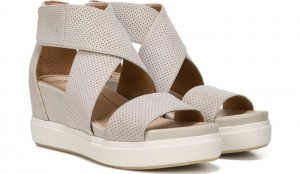 Dr Scholl's Women's Sheena Wedge Sandal Oyster Microfiber Flat Shoes 552-2768