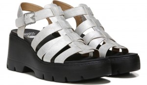 Dr Scholl's Women's Check It Out Wedge Sandal Silver Sandals 974-3506